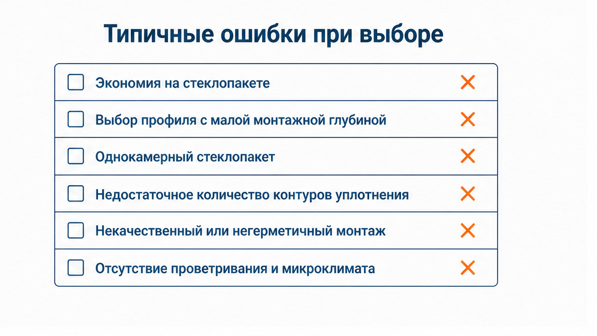 Чеклист типичных ошибок при выборе шумоизоляционных окон
