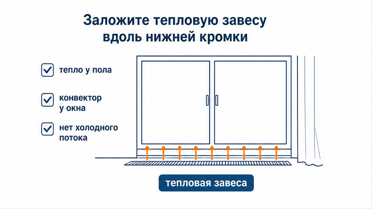 Чеклист тепловой завесы вдоль нижней кромки панорамы