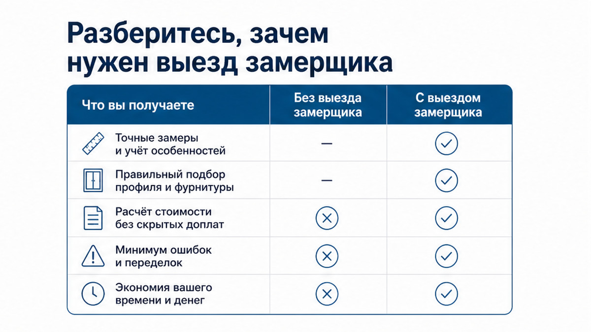 Таблица: замер по цифрам из чата против выезда замерщика