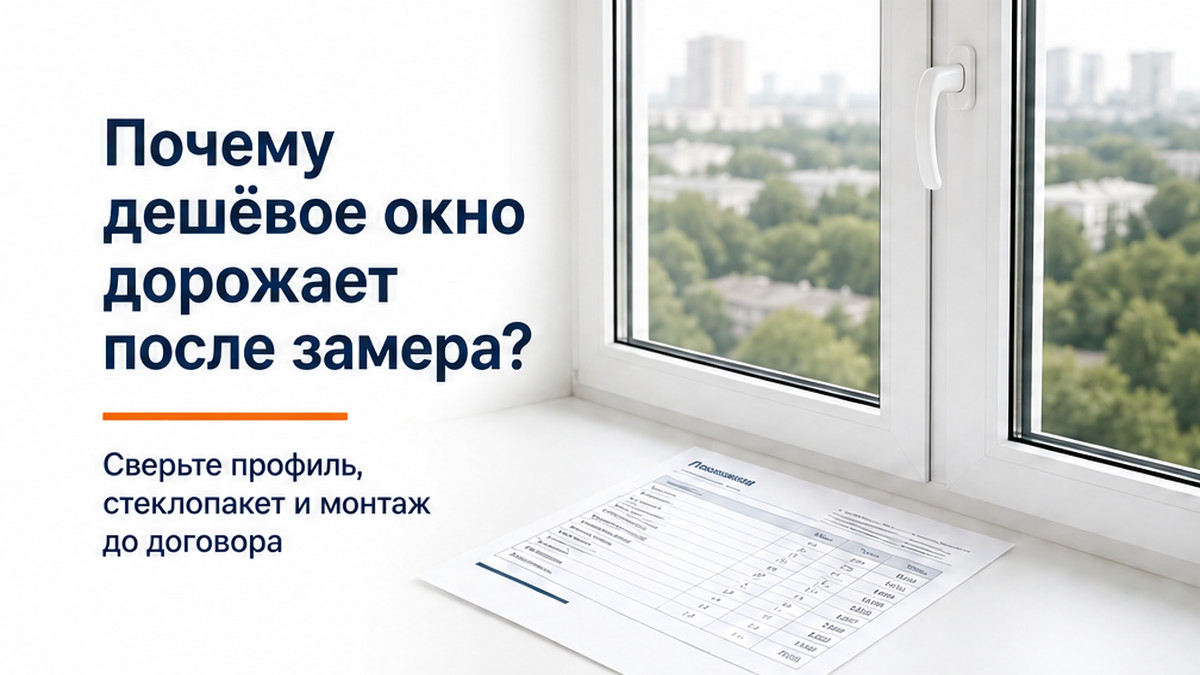 ПВХ-окно в светлой квартире и лист сметы на подоконнике — без человека